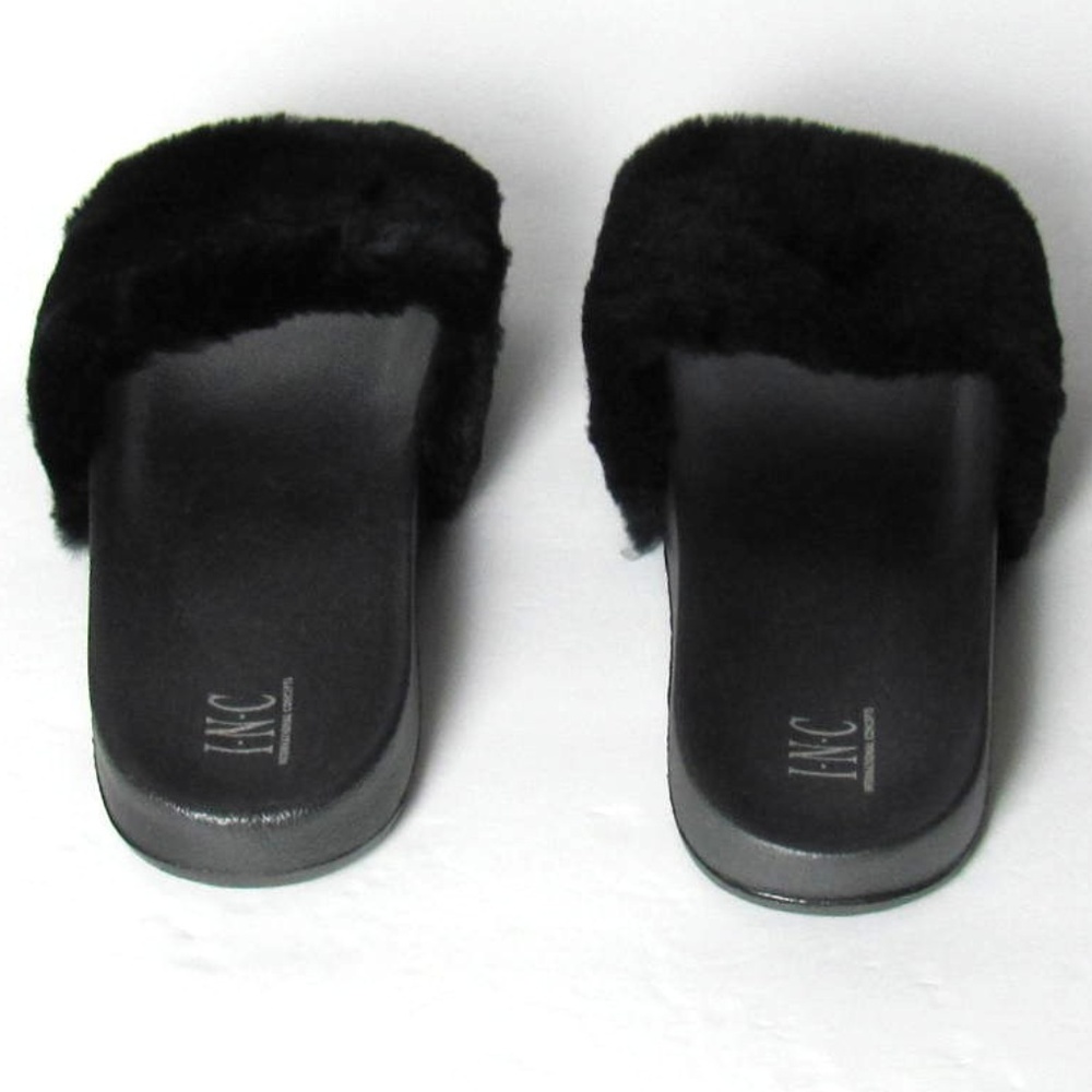Black Faux Fur Slippers - Picture 4 of 5